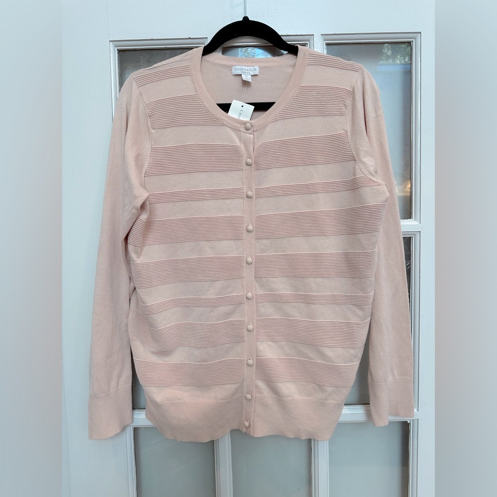 Charter Club Light Blush Pink Button-Up Cardigan Sweater Plus Size 0X NWT